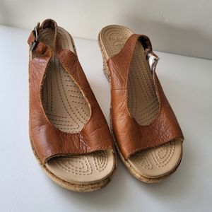 Leather croc sandals